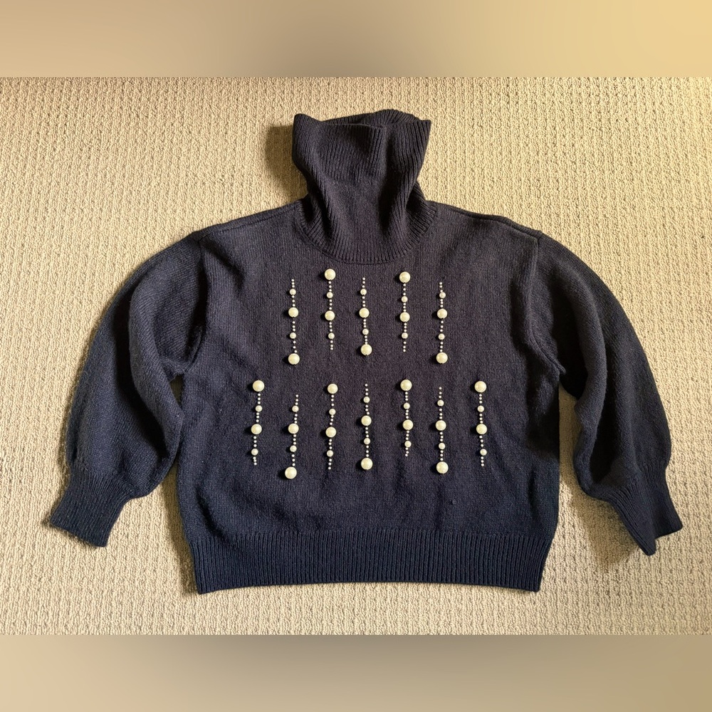 Karl Lagerfeld Paris Black Sweater with Pearl Details